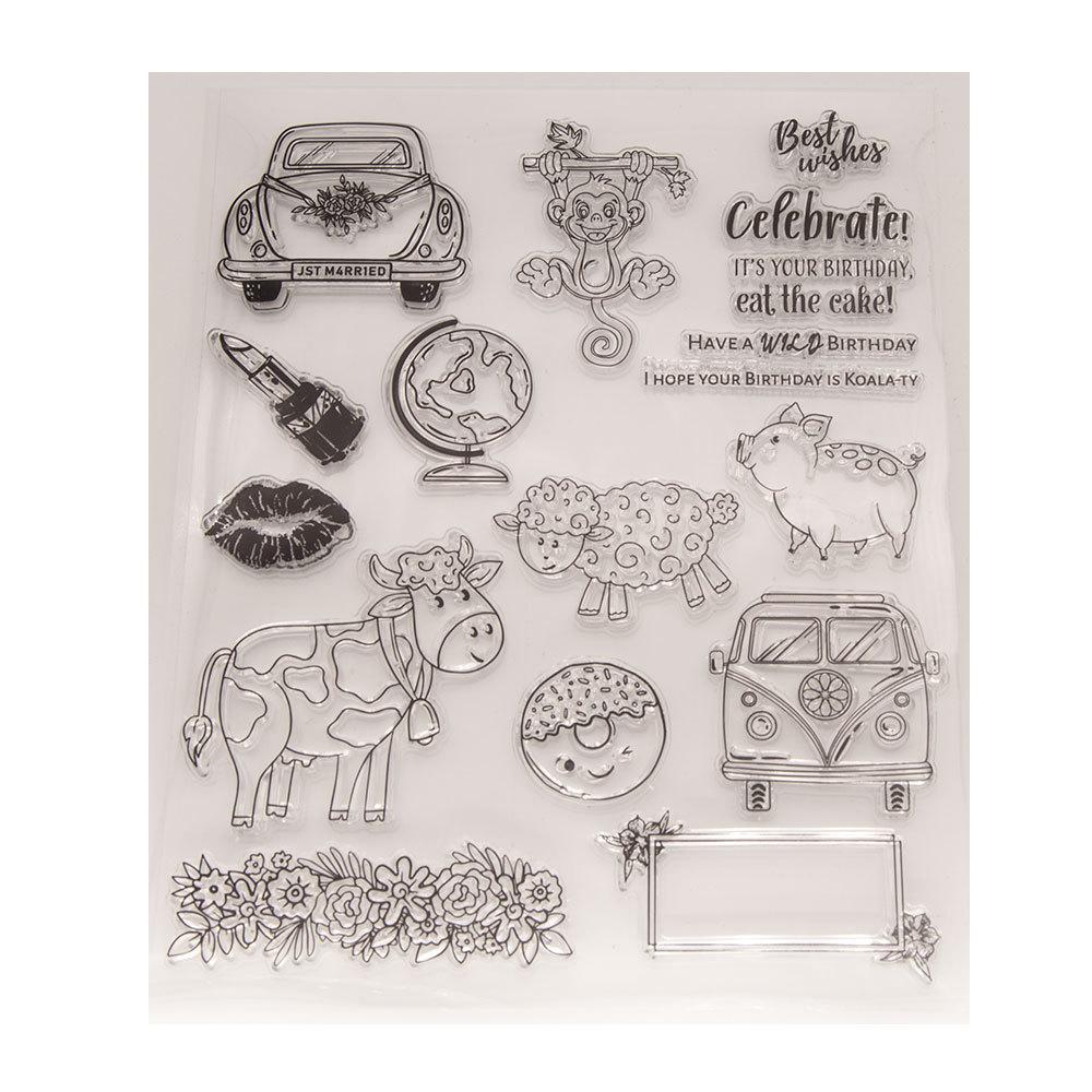 Прозрачные силиконовые прозрачные штампы с животными, жирафом, слоном для печати, сделай сам, скрапбукинг, декор для фотоальбома, поздравительный цветок