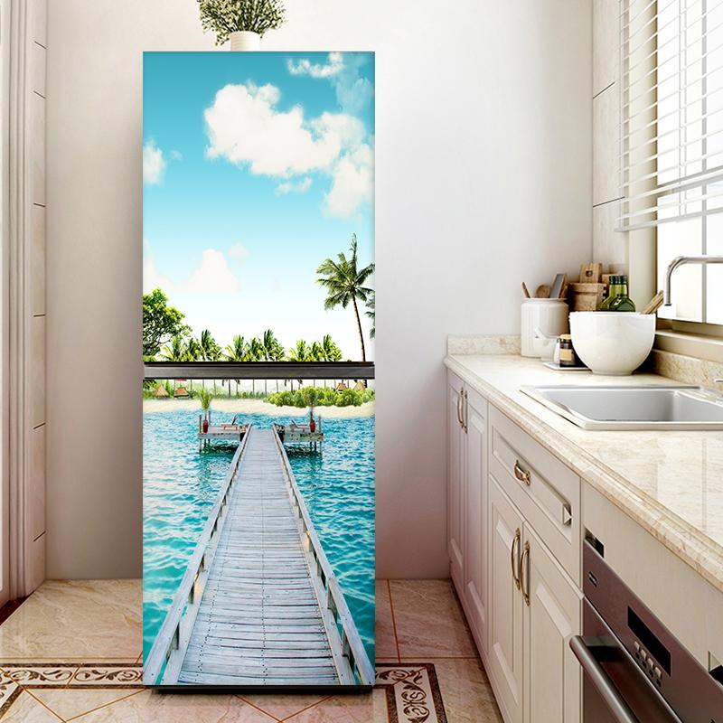 28 стилей наклейка на холодильник полная пленка кухонная утварь самоклеящаяся водостойкая двойная дверь морозильная камера украшение для шкафа художественная роспись