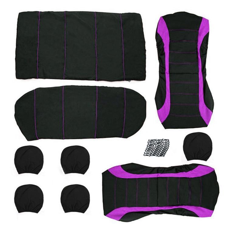 Чехлы для автомобильных сидений, полный комплект, защита для автомобильных сидений, чехлы для автомобильных сидений из полиэфирной ткани, универсальные, подходят для большинства автомобилей