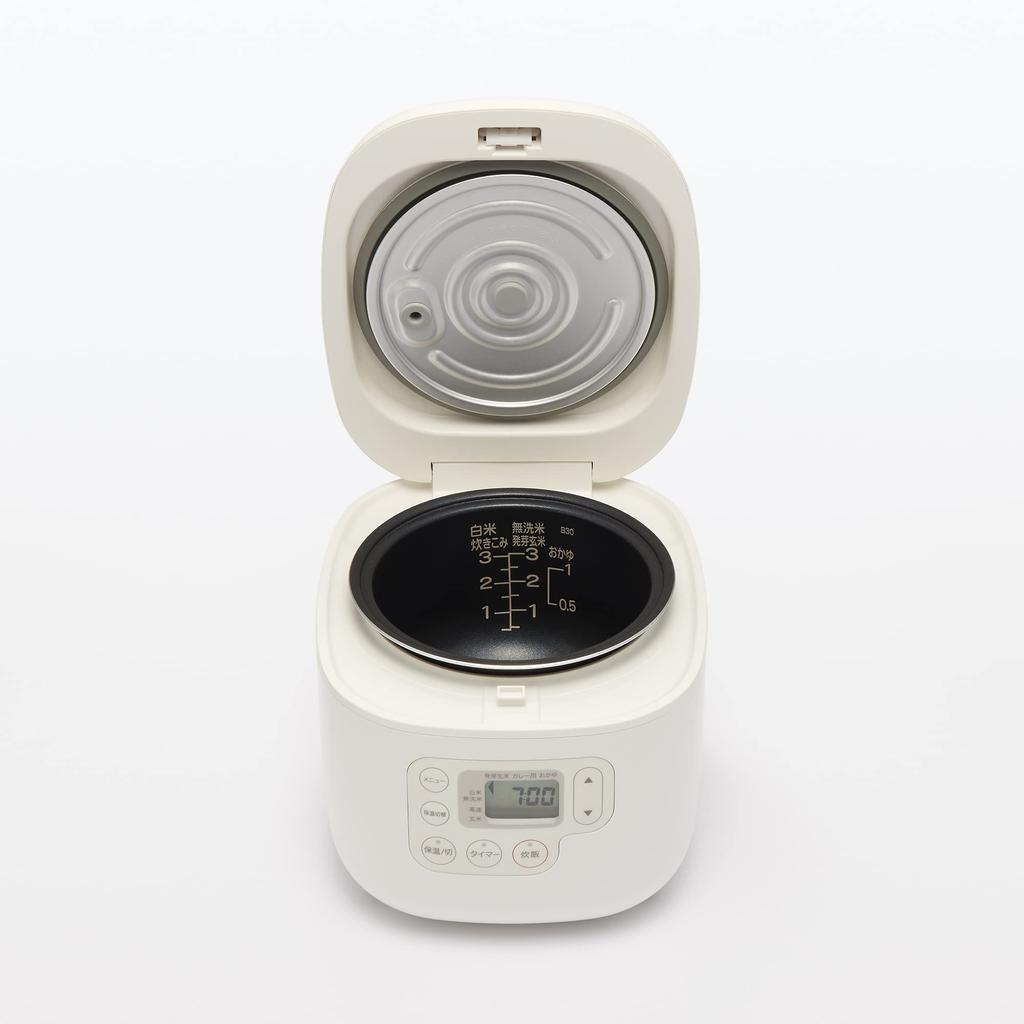 MUJI Rice Cooker with Rice Scoop 3 Width X Depth X Height Cm Holder, Cups, White, 20.8 25.4 18.6 MJ-RC3A3/12829065