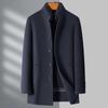 Winter Thick Double-sided Woolen Coat for Middle-aged Men, Wool Coat, Down Liner, Dad Outfit, Stand-up Collar Cashmere Top