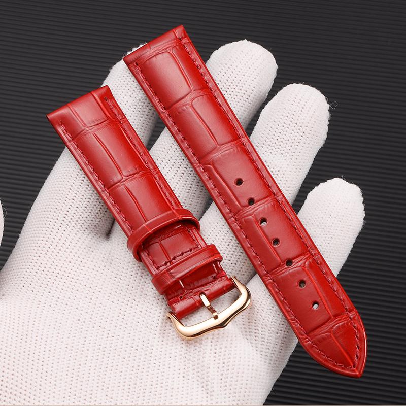 Ультратонкий ремешок для часов из натуральной кожи, подходит для Cartier Santos Tank Solo, женский, мужской, 12-22 мм, зеленый, белый, браслет
