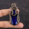 Faceted Blue Sapphire Pendant Copper Wire Wrapped Gemstone Pendant Handmade Copper Jewelry Designer Pendant Wire Wrap Jewelry Gift For Her
