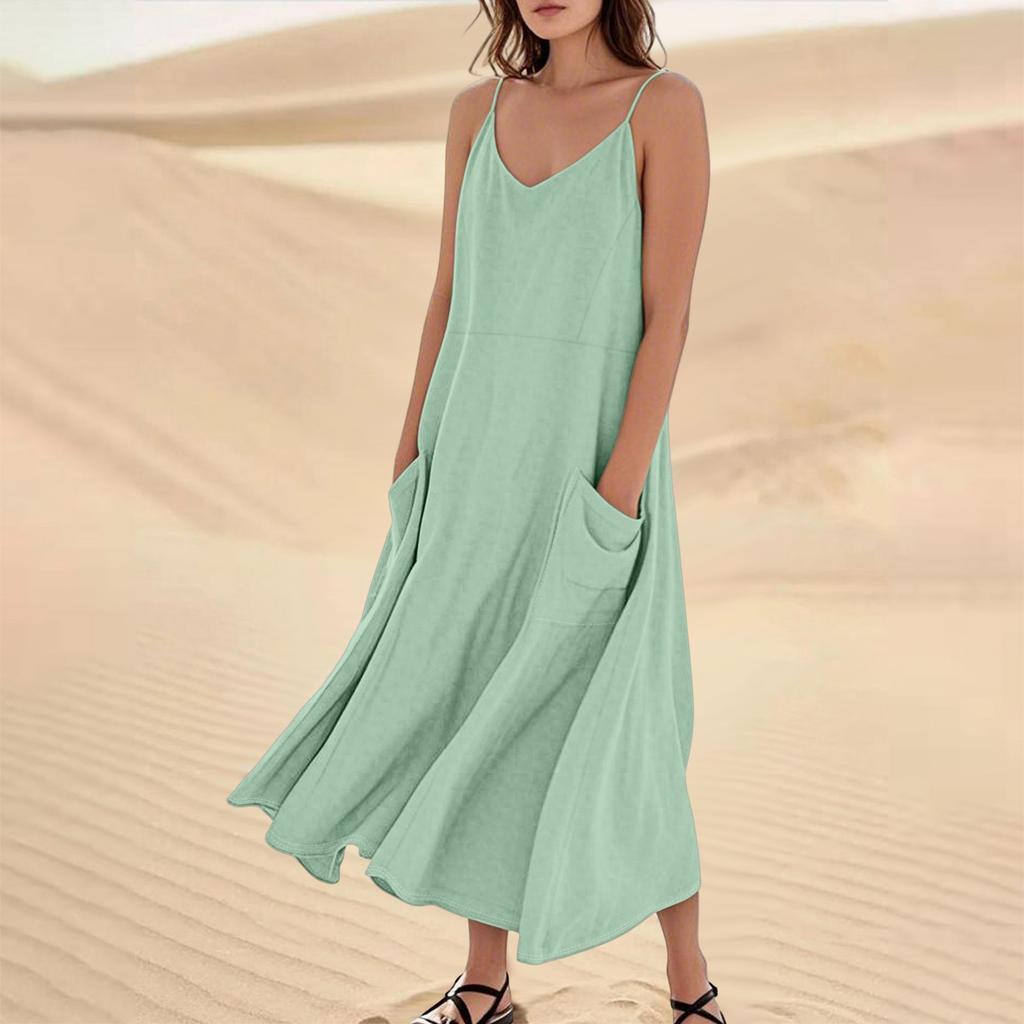 Женское летнее платье, повседневные свободные длинные пляжные платья для отдыха