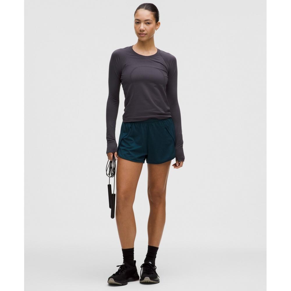 Lululemon Swiftly Tech Long Sleeve Shirt 2.0  Waist Length Spandex Stripe Atmospheric Purple Coal