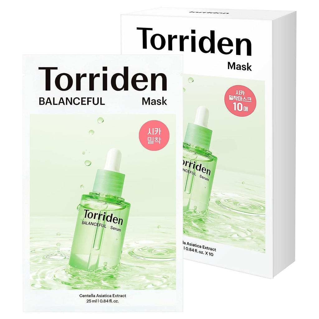 Torriden Balance Full Cica Mask 10 Pieces Sheet Mask Containing CICA Moisturizing for Sensitive Skin Face Pack Gentle To Use Skin Balance Care Rough