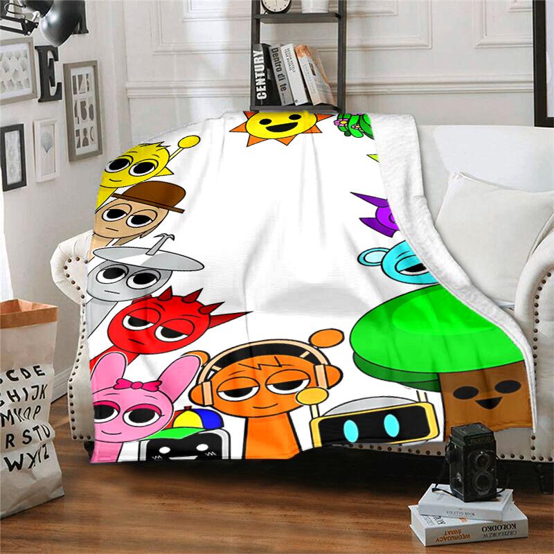 1pc Blanket Sprunki7 Print Design, Lightweight Blanket for Sofa, Bed- Soft &Warm, Gift for All Seasons like Christmas, Halloween