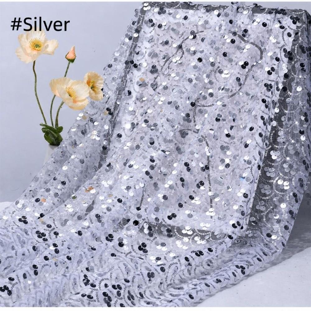 Encrypted Sequin Tulle Fabric DIY Sewing Material Paillette Fabric Sequins Backdrop Fabric