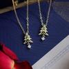 S925 Sterling Silver Zircon Necklace Female Christmas Tree Pendant Clavicle Chain Wishing Tree