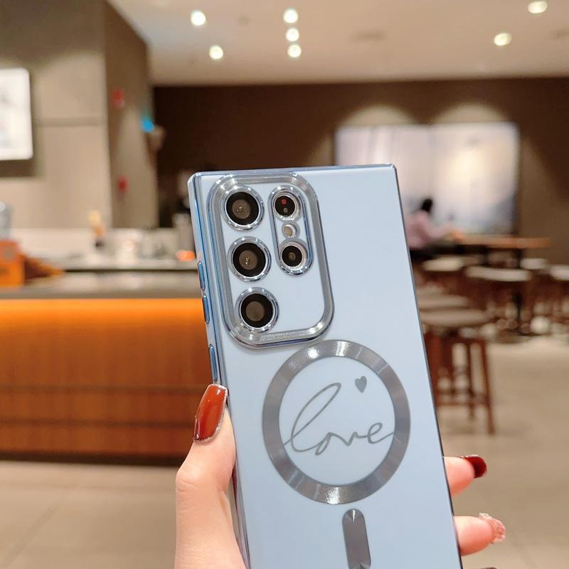 Цветное покрытие с узором «Любовь» Магнитный чехол для Samsung Galaxy и iPhone - Ударопрочный и совместимый с зарядкой