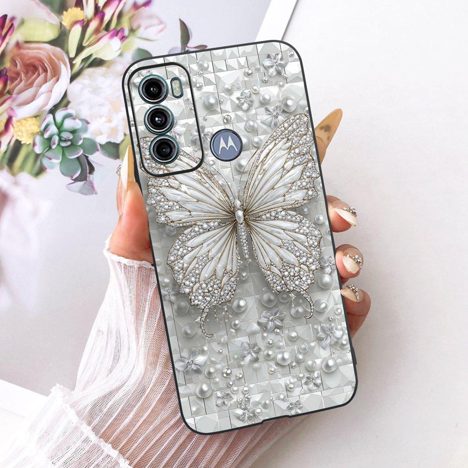 For Motorola Moto G40 Fusion / Moto G60 Phone Case Bow Pattern Colorful Butterfly Flower Back Cover Soft Matte Silicone Casing
