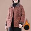 Women's Autumn Winter Padded Coat Single Row Buckle Floral Jacket Retro Short Leisure Woolen Overcoat