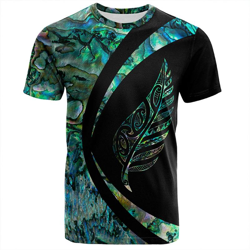 Мода Зеландия Маори Племенные узоры Печать Футболка для мужчин Зеландия День Вайтанги Графические футболки Одежда Футболки Рубашки