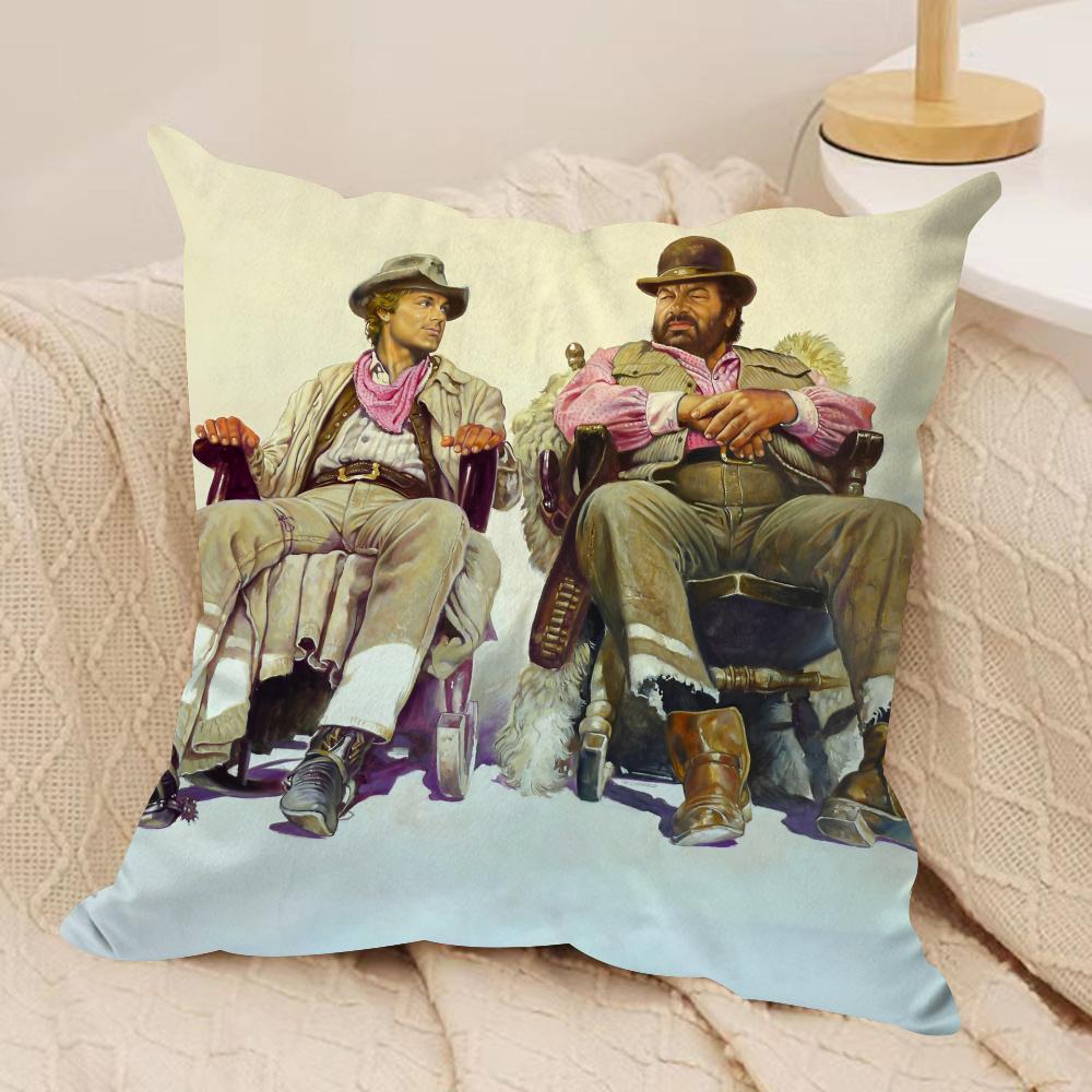 Tterence Hill Bud Spencer Cushion Cover Silky Short Plush Invisible Zipper Dustproof Sofa Pillow Case for Home Decor