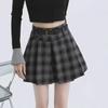 Женская юбка А-силуэта в клетку с высокой посадкой и плиссировкой - Ретро осенне-зимний стиль, Стройнящая, Покрытие бедер, Короткая длина