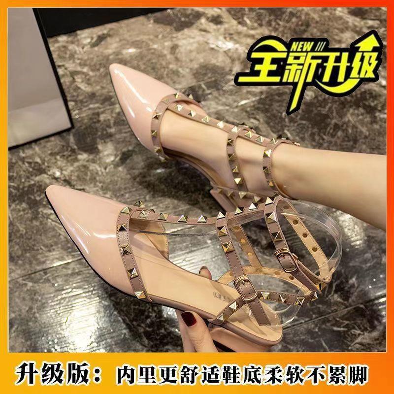 2024 Интернет-знаменитость, новая мягкая подошва, не уставшие ноги, корейские женские сандалии, односложная пряжка, легкие, дышащие, высокие каблуки