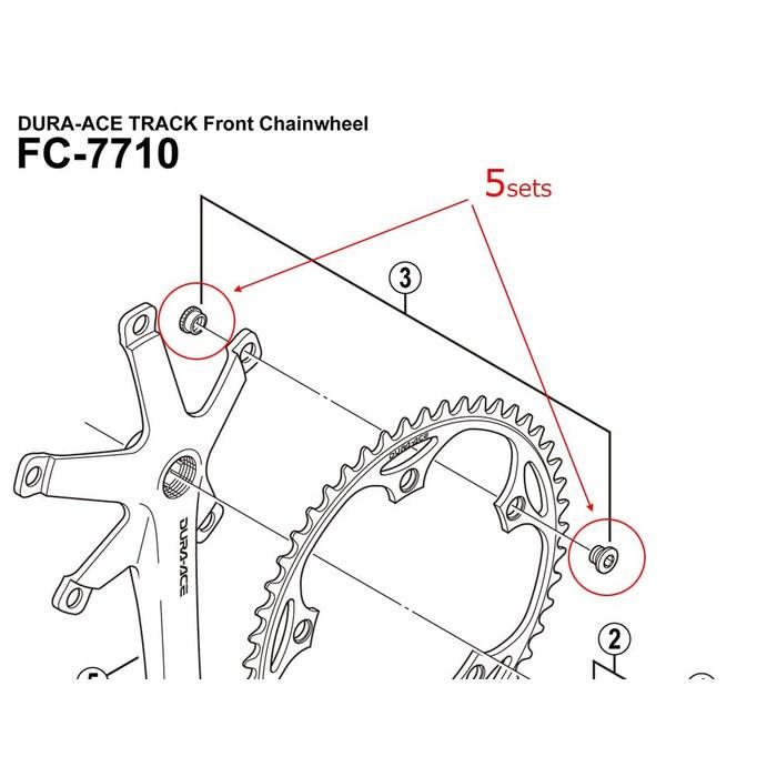 Shimano Gear Fixing Bolt (M8 x 6) and Nut (5 each)