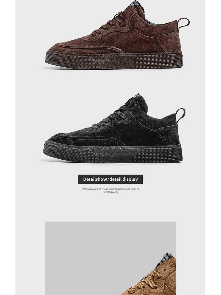 Men's Retro Low-Top Sneakers: Trendy Solid Color Casual Sports Shoes for Spring and Autumn