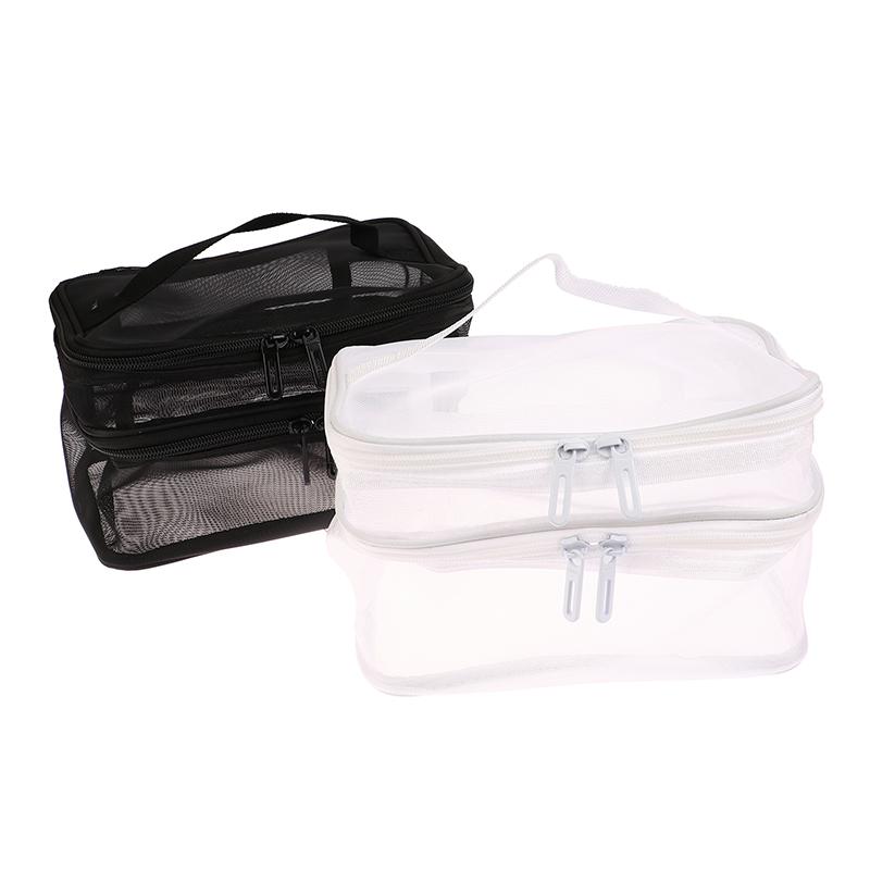 1 шт. сетчатая косметичка, сетчатая косметичка для офиса, дорожные сумки для хранения, двухслойные косметички