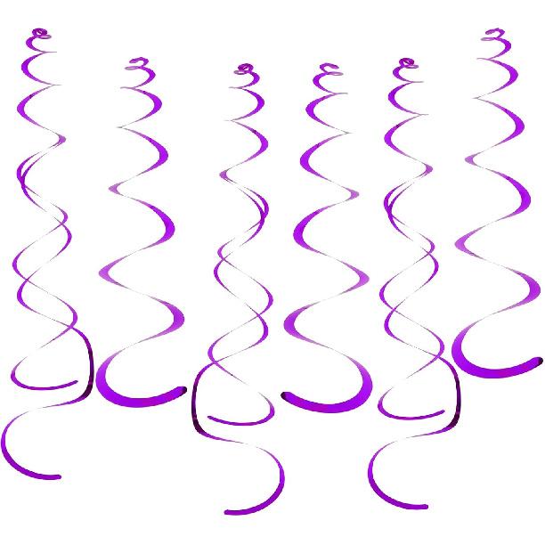Fumwase 30 PCS Party Swirl Decorations Hot Pink Shinny Foil Hanging Swirl Decorations with Double-Swirls and Single-Swirls Plastic Streamer for