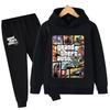 Crianças Meninos Outono Crianças Desenho Animado Gta 5 Conjunto de Roupas Moletons Tops+calças compridas Conjunto de 2 peças Crianças Jogo Gta 5 Roupas 4-14 Anos