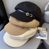 Восьмиугольная шляпа в корейском стиле с кожаной пряжкой, повседневная черная шляпа-берет для уличной одежды