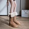 Fur Women Snow Boots Flats Platform Mid Calf Warm Suede Cotton Shoes Woman  Trend Winter Walking Cozy Zapatos Mujer Botas