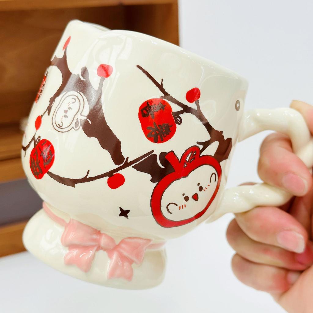 Ins Style Flowers Personalized Household Mug High Value Ceramic Cute Office Breakfast Water Cup Girls Gift