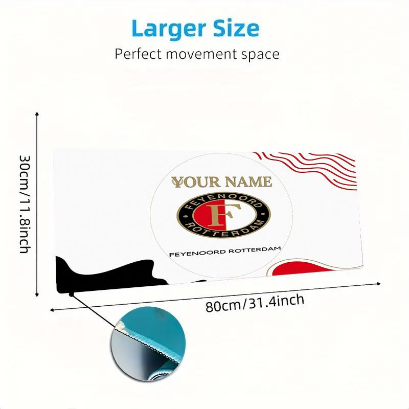 Feyenoord Custom Name Large Size Mouse Pad Large Gaming Table Cushion Non-slip Laptop Tablet Big Mousepad XXL Mat Mini PC Playmat With Lock edge