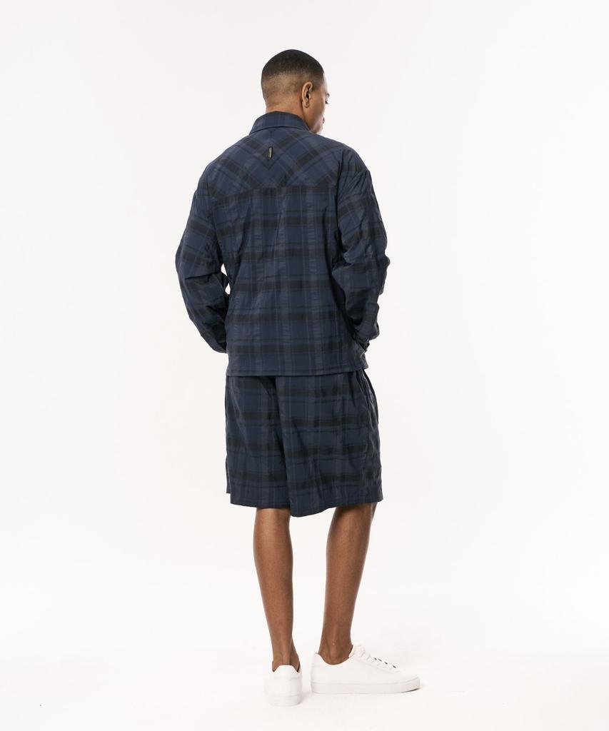 Codemorph Shadow Check Linen Jacket Navy