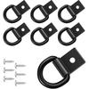 Крепежные кольца Garini Black D, 6 шт., Сверхпрочные D-образные кольца с винтами, Накладные крюки для крепления груза для прицепа, кузова грузовика или доставок