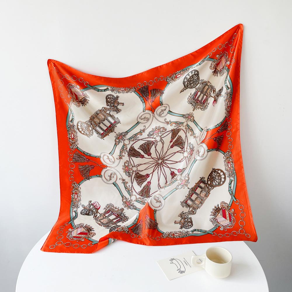 Satin Square Scarf 90cm Gift Silk Scarf Women'S Scarf Shawl Professional Elegant Scarf Sunscreen Scarf Shawl