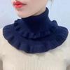 Women Fake Collar Double-Layered Ruffle Trim Autumn Winter False Collar Solid Color Detachable Collar Shirt Accessory