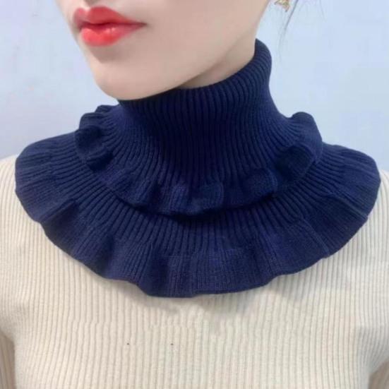 Women Fake Collar Double-Layered Ruffle Trim Autumn Winter False Collar Solid Color Detachable Collar Shirt Accessory