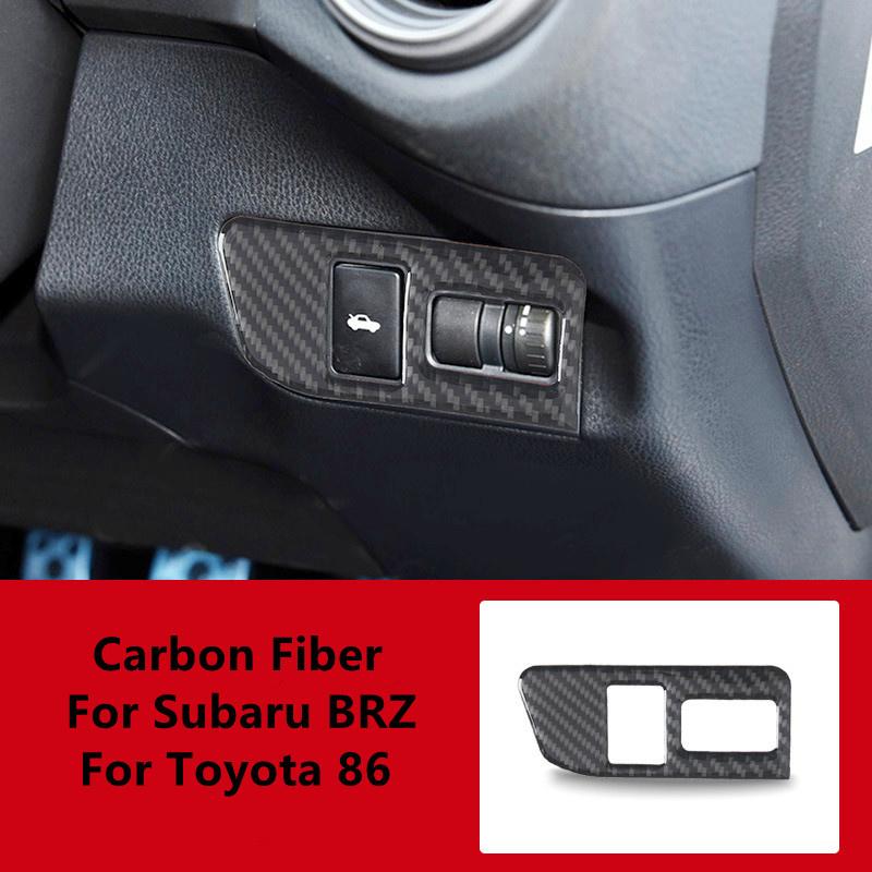 Углеродное волокно, панель переключателя багажника автомобиля, декоративная крышка, накладка, полоски, наклейки для Subaru BRZ 86, салон автомобиля
