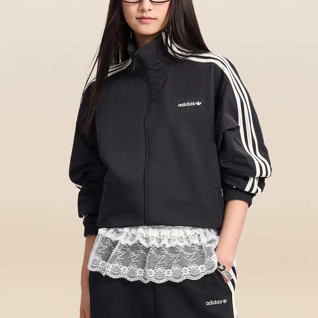 adidas Оригинальная спортивная куртка Классическая спортивная мода Высокий воротник на молнии Женские топы KX7977