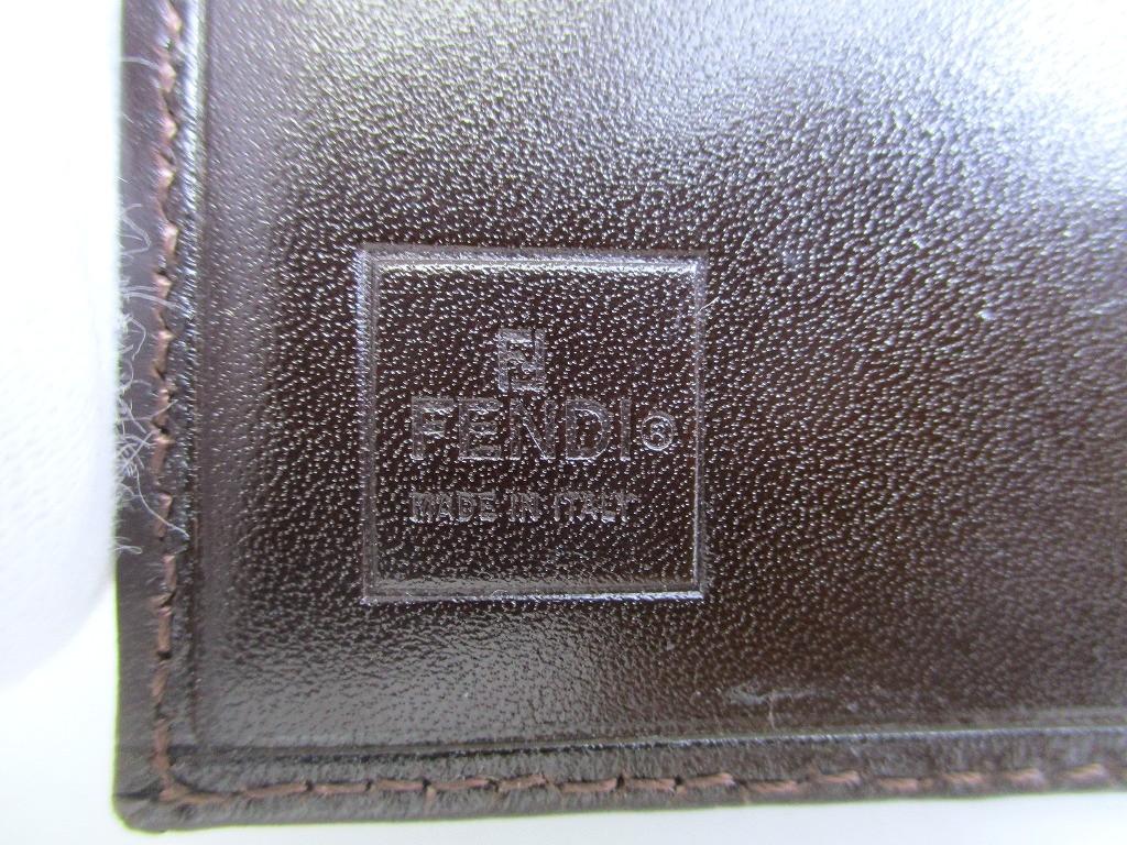 Оригинальный кошелек FENDI Zucca из хаки-холста и коричневой кожи, складной, компактный #b174 Открытая коробка