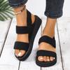 Trendy  Roman Style Women's Hemp Rope Bottom Flat Sandals Female Outdoor Wearing Rome Slope Heel Beach Shoes