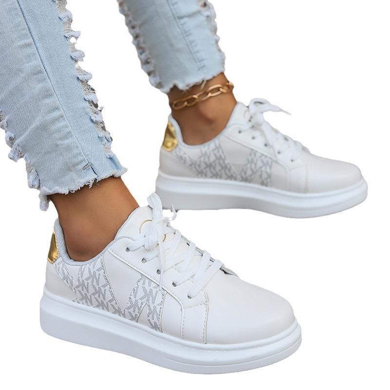 Women's Shoes Casual Sneakers Women's Round Toe Platform Shoes Lace-Up Tennis Women Vulcanized Shoes Printed Women's Loafers