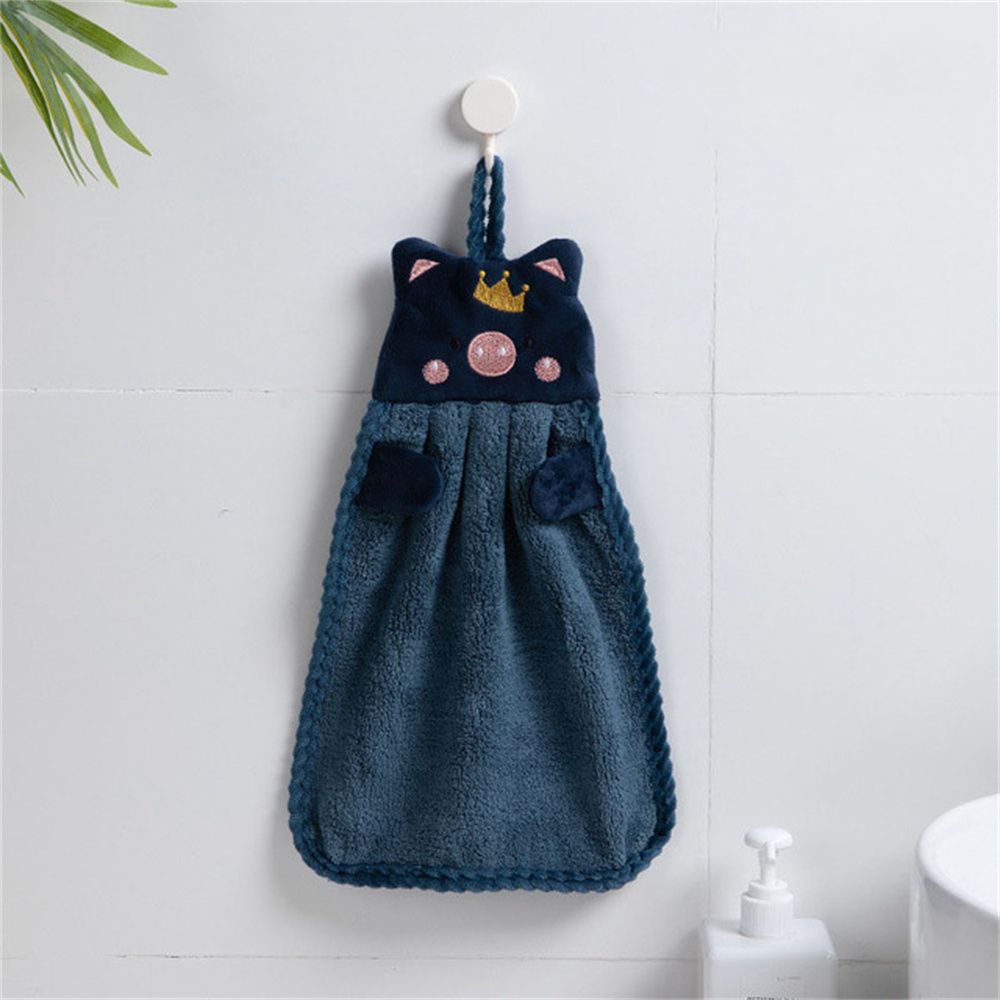 Water Uptake Kitchen Mounted Hand Towel Embroidery Handkerchief Cartoon Pig