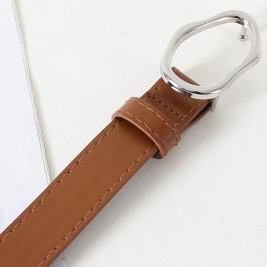 Женский ремень из искусственной кожи, универсальный дизайн однотонного цвета, нерегулярная овальная пряжка-пин, пояс для талии, ремень для талии для платья, рубашки, топа