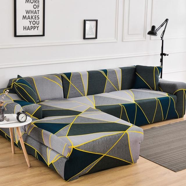 New Style Printed L Shape Sofa Covers For Living Room Sofa Protector Anti -Dust Elastic Stretch Covers For Corner Sofa Cover