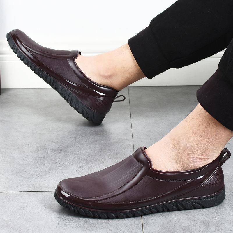 Водонепроницаемые, нескользящие, модные низкие дождевые туфли для мужчин, рыбалки, кухонных строительных площадок и сельской местности