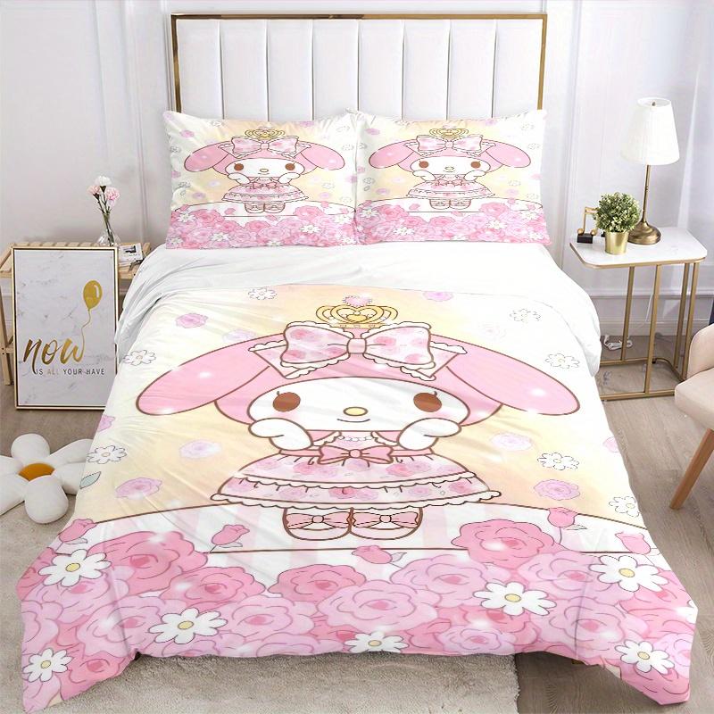 3pcs Sweet and Cute My Melody Bedding Set, Including 1 Quilt Cover and 2 Pillow Shams,Soft and Comfortable Home Bedroom .W110