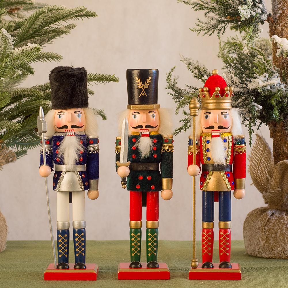 High Quality 30cm Wooden Christmas Nutcracker Soldier Ornament, Durable Holiday Decoration, Christmas Tree Display Supplies