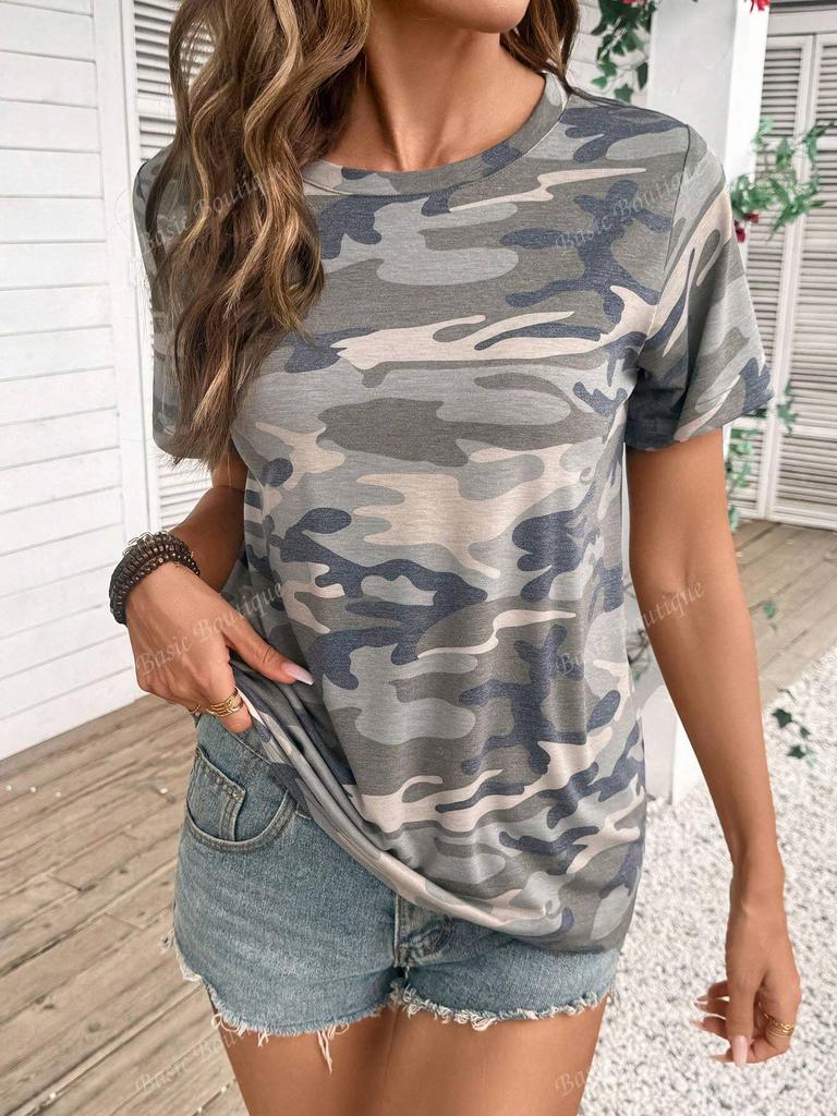 Summer Camouflage 3D Print T-shirts Women Streetwear Fashion Casual Y2k Short Sleeve T Shirt O-neck Tees Tops Clothing