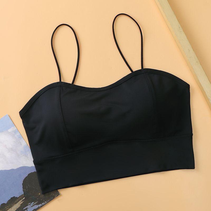 Женское нижнее белье из ледяного шелка, студенческий пуш-ап, утолщенный, увеличивающий объем, с открытой спиной, на бретелях, майка-ками, базовый слой, лето