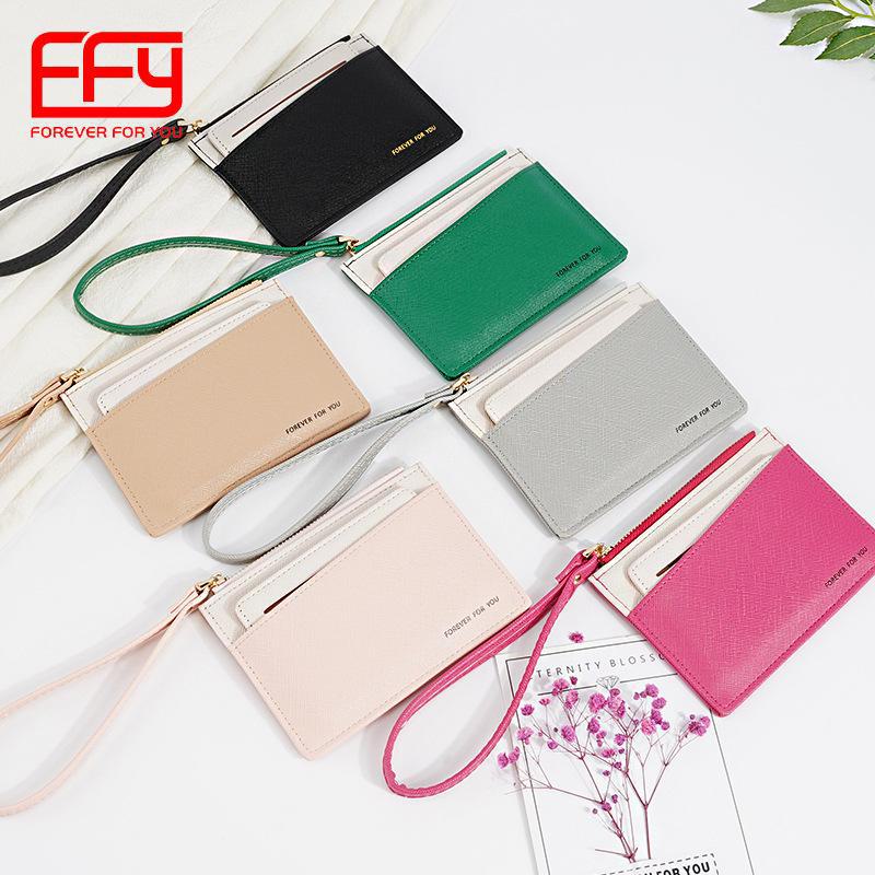 Новый японский и корейский короткий кошелек: Однотонный ПУ, повседневный стиль, небольшой держатель для карт