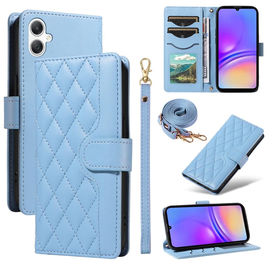 For Samsung Galaxy A07 4G/A06 4G/A06 5G Wallet Case Rhombus Leather Phone Cover with Strap