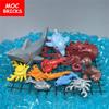 Набор MOC Кирпичи Рыболовная сеть Морские Животные Дельфин Маленькая Акула Тюлень Кит Образовательные Строительные Блоки Игрушки Подарки для Детей